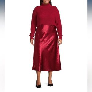 Lucy Paris Barbara Satin Midi Skirt Size M